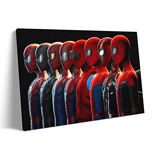Super Hero Spiderman Eight People in The Same Frame Poster Modern Home Bedroom Wall Art Decoration AUXVCTS (12×18 inch,Canvas roll)