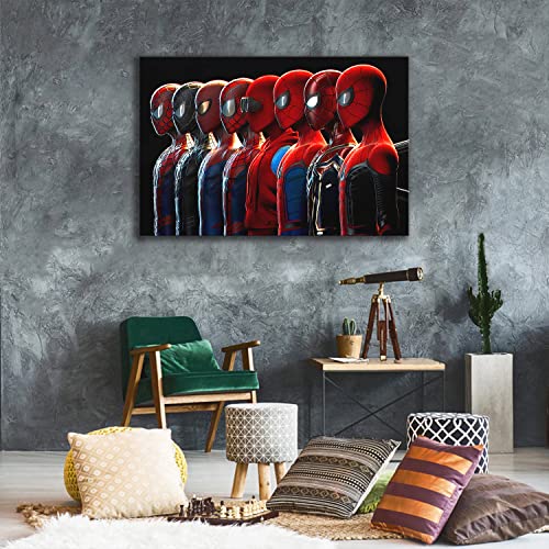 Super Hero Spiderman Eight People in The Same Frame Poster Modern Home Bedroom Wall Art Decoration AUXVCTS (12×18 inch,Canvas roll)