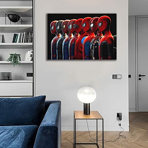 Super Hero Spiderman Eight People in The Same Frame Poster Modern Home Bedroom Wall Art Decoration AUXVCTS (12×18 inch,Canvas roll)