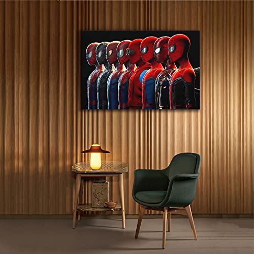 Super Hero Spiderman Eight People in The Same Frame Poster Modern Home Bedroom Wall Art Decoration AUXVCTS (12×18 inch,Canvas roll)