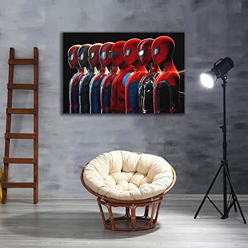 Super Hero Spiderman Eight People in The Same Frame Poster Modern Home Bedroom Wall Art Decoration AUXVCTS (12×18 inch,Canvas roll)