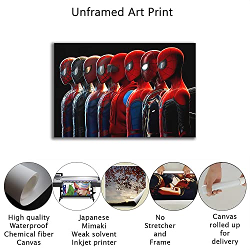 Super Hero Spiderman Eight People in The Same Frame Poster Modern Home Bedroom Wall Art Decoration AUXVCTS (12×18 inch,Canvas roll)