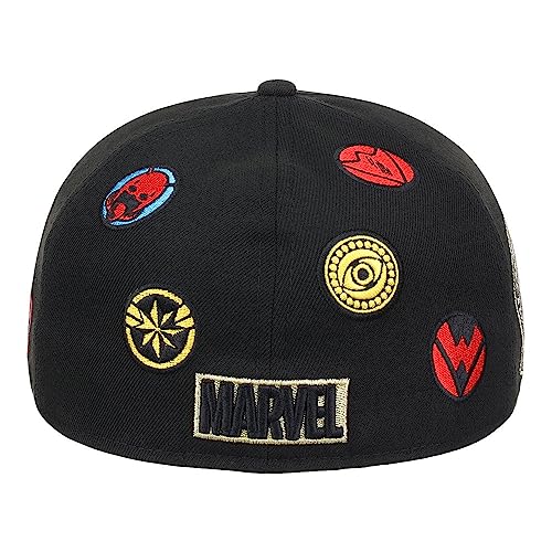 Marvel Avengers 60th Anniversary All-Over Fitted Flat Bill Cap (blk/red, 7 3/4)
