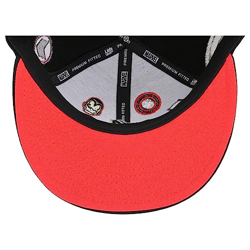 Marvel Avengers 60th Anniversary All-Over Fitted Flat Bill Cap (blk/red, 7 3/4)