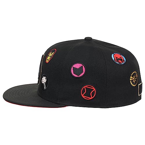Marvel Avengers 60th Anniversary All-Over Fitted Flat Bill Cap (blk/red, 7 3/4)