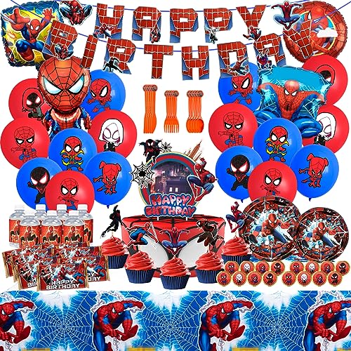 Spider Super Hero Party Supplies, 210pcs