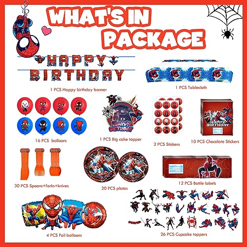 Spiderman Birthday Party Decorations: 210pcs Superhero Supplies