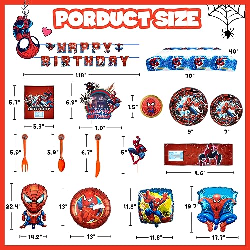 Spiderman Birthday Party Decorations: 210pcs Superhero Supplies