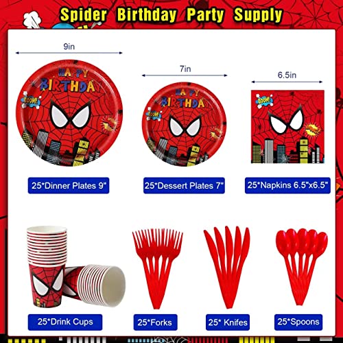 Spider Birthday Party Supplies Set for 25 Kids