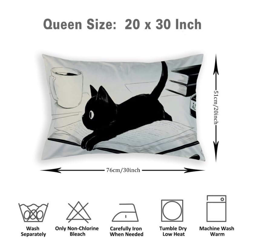 Pillow Case Anime Standard Pillow Cover Throw Pillow Cover 20"x30" Inch Pillowcase Sofa Bedclothes Home Decoration,Cute Anime Cat