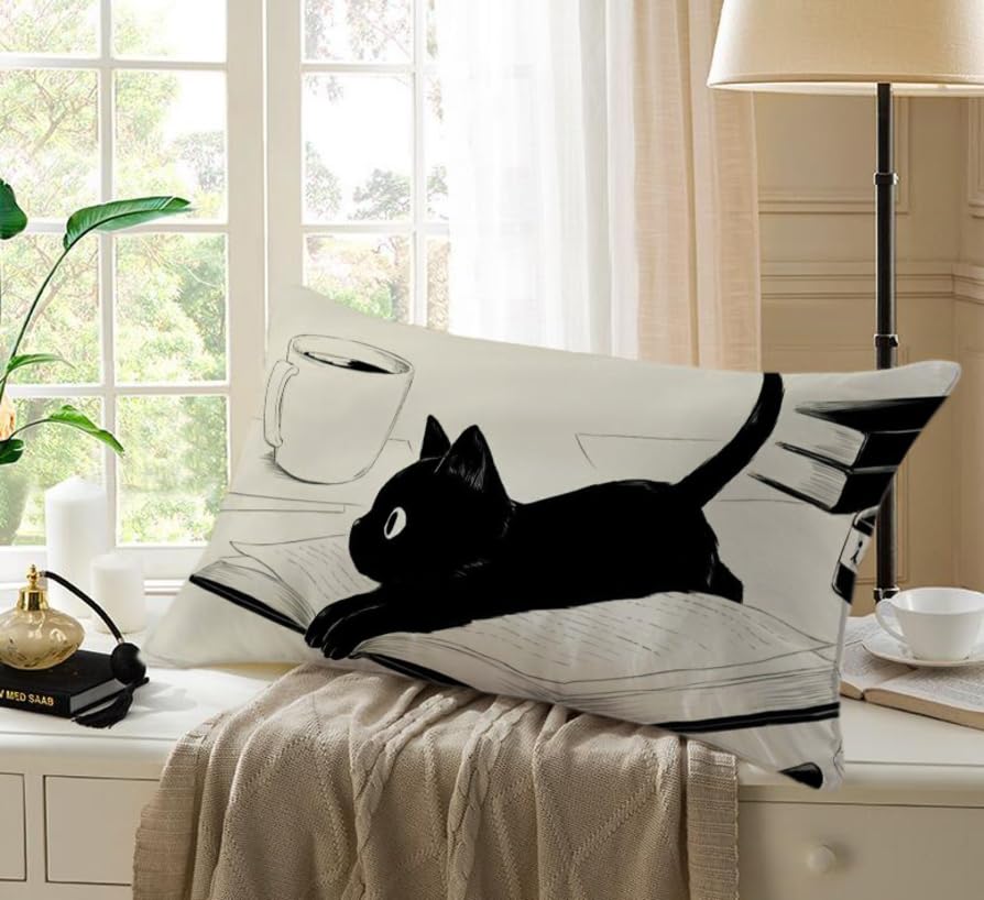 Pillow Case Anime Standard Pillow Cover Throw Pillow Cover 20"x30" Inch Pillowcase Sofa Bedclothes Home Decoration,Cute Anime Cat