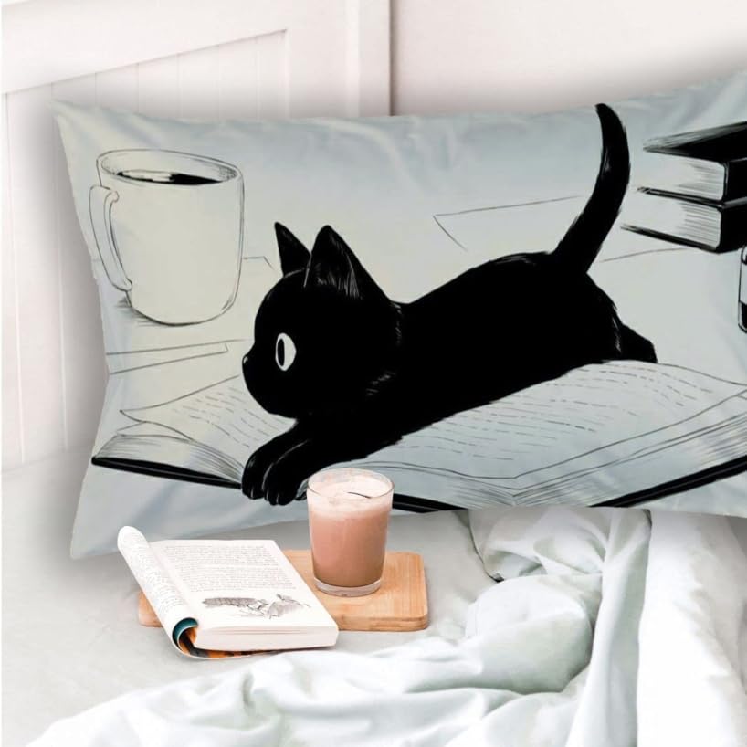 Pillow Case Anime Standard Pillow Cover Throw Pillow Cover 20"x30" Inch Pillowcase Sofa Bedclothes Home Decoration,Cute Anime Cat