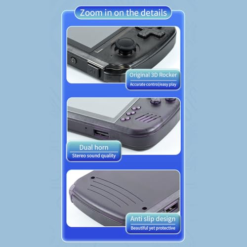 Powkiddy X39 PRO Handheld Game Console with Built-in 5600+ Games, 4.5-Inch IPS Screen, 64G Portable Nostalgic Arcade Game Console, Gifts for Adults and Children - Black Transparent