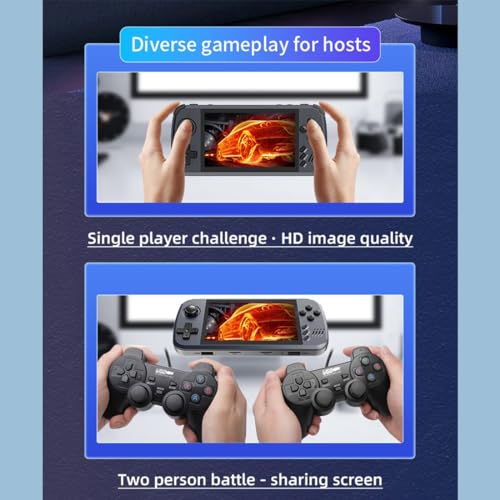 Powkiddy X39 PRO Handheld Game Console with Built-in 5600+ Games, 4.5-Inch IPS Screen, 64G Portable Nostalgic Arcade Game Console, Gifts for Adults and Children - Black Transparent