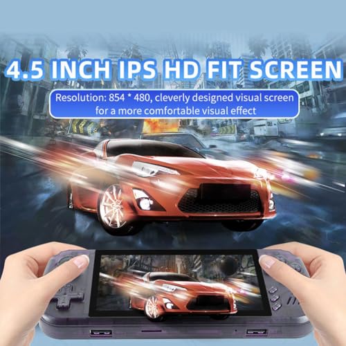 Powkiddy X39 PRO Handheld Game Console with Built-in 5600+ Games, 4.5-Inch IPS Screen, 64G Portable Nostalgic Arcade Game Console, Gifts for Adults and Children - Black Transparent