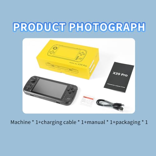 Powkiddy X39 PRO Handheld Game Console with Built-in 5600+ Games, 4.5-Inch IPS Screen, 64G Portable Nostalgic Arcade Game Console, Gifts for Adults and Children - Black Transparent