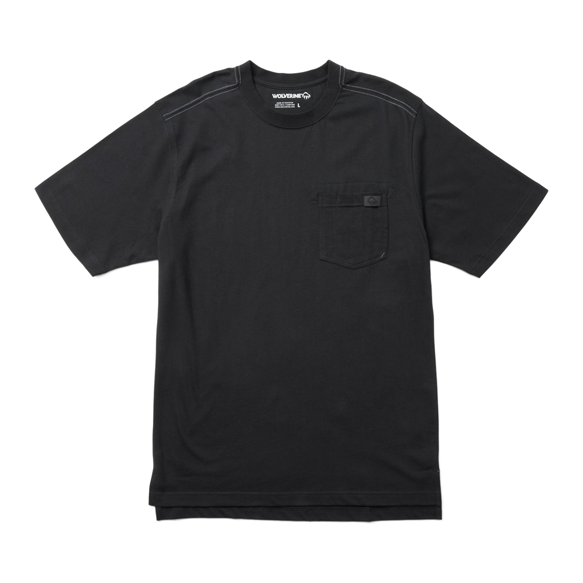 Wolverine Men's Guardian Cotton Pocket Tee SS, Black, Large