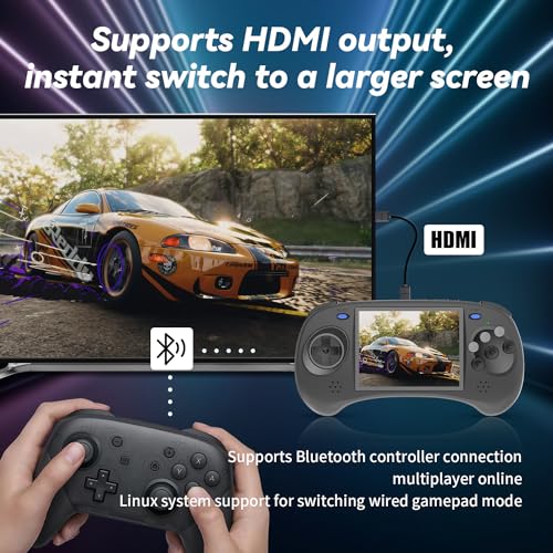 RG ARC-D Dual OS Android 11 and Linux,Retro Handheld Game with 128G TF Card Pre-Installed 4541 Games Supports 5G WiFi 4.2 Bluetooth Online Fighting,Streaming and HDMI