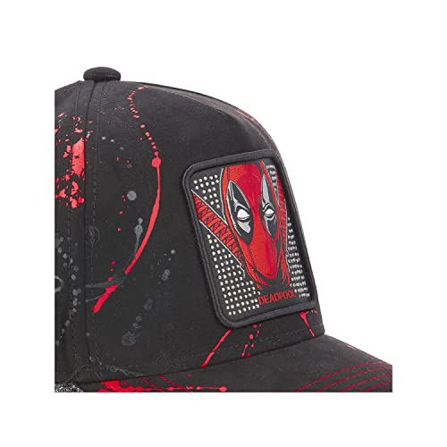 Capslab Deadpool Marvel Black Red Splatter Strapback Cap - One-Size