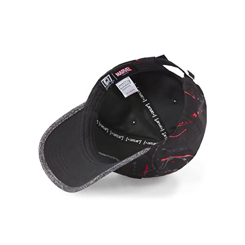 Capslab Deadpool Marvel Black Red Splatter Strapback Cap - One-Size