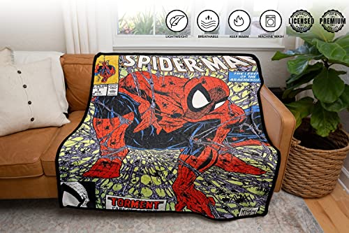 Marvel Spider-Man 90's Cover Torment Officially Licensed Digital Graphic Print Fleece Throw Blanket, 45"x60"
