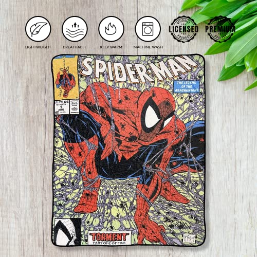 Marvel Spider-Man 90's Cover Torment Officially Licensed Digital Graphic Print Fleece Throw Blanket, 45"x60"