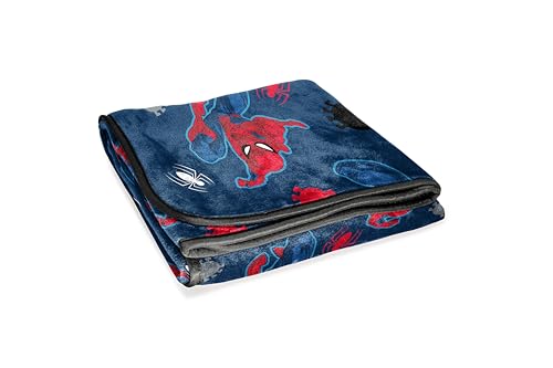 Marvel Spiderman Plush Throw Blanket - Measures 50 x 60 Inches - Kids Super Soft Blue Fleece Superhero Bedding