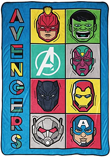 Jay Franco Marvel Avengers Pop Blanket - Measures 62 x 90 inches, Kids Bedding - Fade Resistant Super Soft Fleece