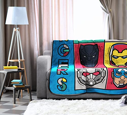 Jay Franco Marvel Avengers Pop Blanket - Measures 62 x 90 inches, Kids Bedding - Fade Resistant Super Soft Fleece