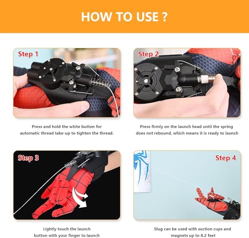 Spider Web Shooters Toy, Cosplay Hero Launcher, Suitable for Outdoor Activities, Christmas and Birthday Gift (Black)