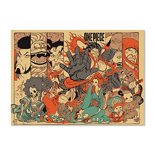 ORAPICH Anime Poster for Walls Ukiyo-e Canvas Painting Luffy Zoro Poser Anime Canvas Wall Art,Unframed 24x36inch