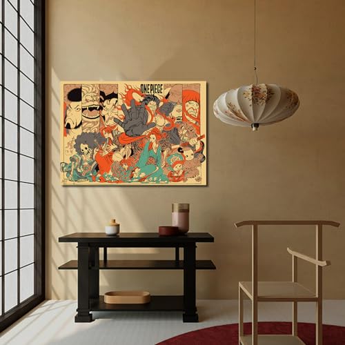 ORAPICH Anime Poster for Walls Ukiyo-e Canvas Painting Luffy Zoro Poser Anime Canvas Wall Art,Unframed 24x36inch