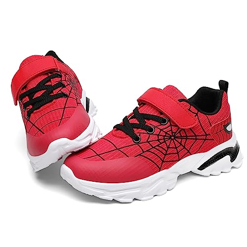 Wolidio Little/Big Kids Boys Girls Sneakers Lightweight Running Tennis Shoes Breathable Sport Athletic Fitness & Cross-Training Shoes Red and Black Size 8.5 Toddler
