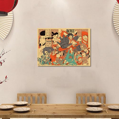ORAPICH Anime Poster for Walls Ukiyo-e Canvas Painting Luffy Zoro Poser Anime Canvas Wall Art,Unframed 24x36inch