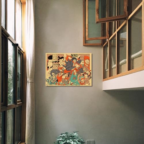 ORAPICH Anime Poster for Walls Ukiyo-e Canvas Painting Luffy Zoro Poser Anime Canvas Wall Art,Unframed 24x36inch