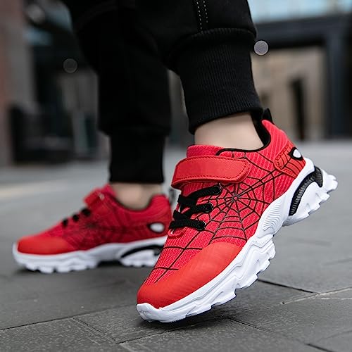 Wolidio Little/Big Kids Boys Girls Sneakers Lightweight Running Tennis Shoes Breathable Sport Athletic Fitness & Cross-Training Shoes Red and Black Size 8.5 Toddler