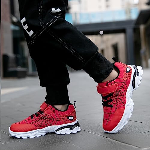 Wolidio Little/Big Kids Boys Girls Sneakers Lightweight Running Tennis Shoes Breathable Sport Athletic Fitness & Cross-Training Shoes Red and Black Size 8.5 Toddler