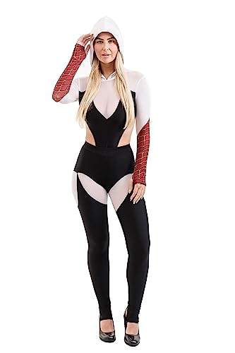 Spider Woman Costume - Spiderwoman Costume for Women Adult Cosplay Halloween Costume Spider Gwen Stacy Outfit - 2-Piece Set (XS/S)