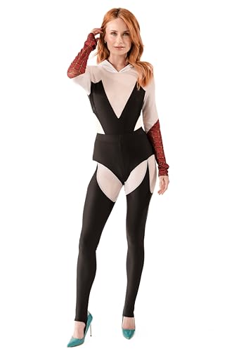 Spider Woman Costume - Spiderwoman Costume for Women Adult Cosplay Halloween Costume Spider Gwen Stacy Outfit - 2-Piece Set (XS/S)