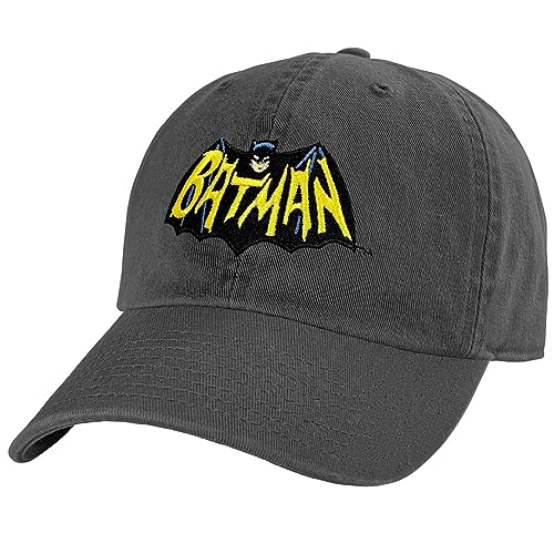 Popfunk Official Batman Classic Tv Dad Hat - Logo Logo Dad Hat - The U18 Adjustable Relaxed-Fit Cap - Unisex for Men and Women, Charcoal