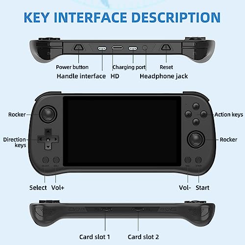 X55 Retro Arcade Handheld Game Console Built-in 30,000 Games, 5.5-Inch IPS Screen RK3566 CPU , Nostalgic Arcade Video Gaming Machines for Kids Adults -16G+256G (Black)
