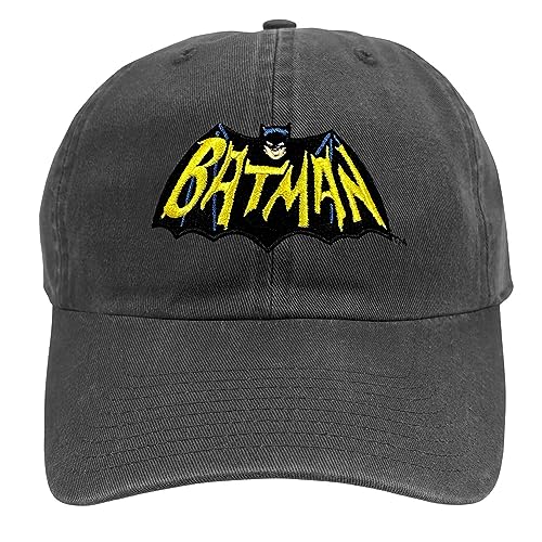 Popfunk Official Batman Classic Tv Dad Hat - Logo Logo Dad Hat - The U18 Adjustable Relaxed-Fit Cap - Unisex for Men and Women, Charcoal
