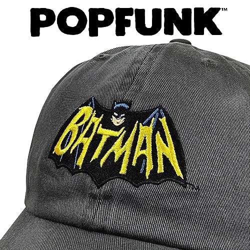 Popfunk Official Batman Classic Tv Dad Hat - Logo Logo Dad Hat - The U18 Adjustable Relaxed-Fit Cap - Unisex for Men and Women, Charcoal