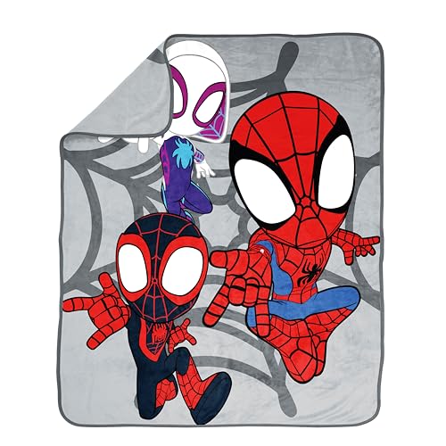 Spidey & His Amazing Friends Plush Throw Blanket - Measures 50 x 60 Inches - Kids Super Soft Fleece Bedding Features Ghost Spider Gwen & Miles Morales
