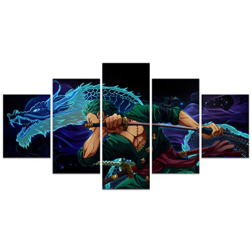 Anime Poster Roronoa Zoro Poster Print on Canvas Painting Wall Art for Living Room Decor Boy Gift (Unframed, Q-Zoro 2)
