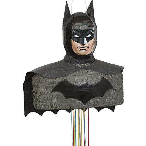 Unique Black Cardboard & Paper Batman 3D Pinata - 15" x 14" - Ideal for Kids' Birthdays & Batman-Themed Celebrations (1 Pc.)