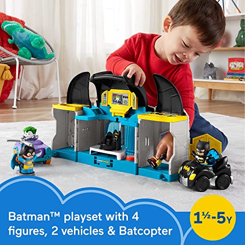 DC SUPER FRIENDS Fisher-Price Little People Batman Toy Deluxe Batcave Playset with Lights Sounds & 4 Figures for Toddlers Ages 18+ Months (Amazon Exclusive)