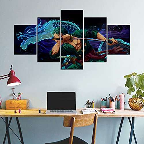 Anime Poster Roronoa Zoro Poster Print on Canvas Painting Wall Art for Living Room Decor Boy Gift (Unframed, Q-Zoro 2)