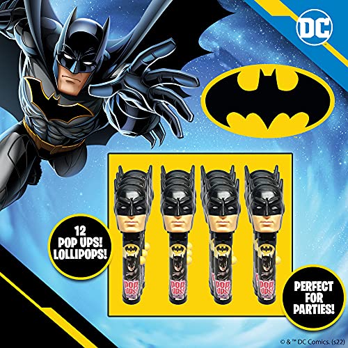 Pop Ups! Batman Justice League Lollipop Holder | Collectable Batman Toy Lollipop Case | Party Favors for Halloween, Goodie Bags, Piñata Candy, Game Prizes | Bulk Set of 12 | Lollipops Included