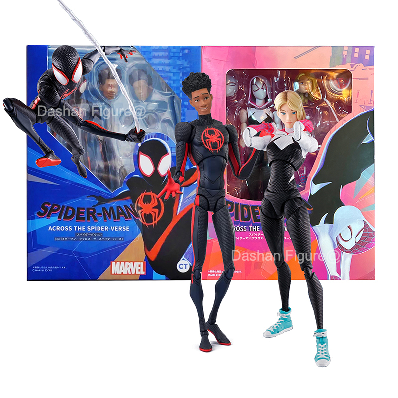 SHF Spider-Man Miles Morales Gwen Stacy Action Figure Marvel Spiderman Across the Spider Verse Spiderman PVC Model Toys Gifts